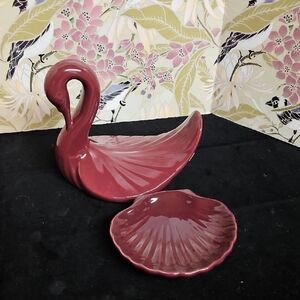 Elegant Burgundy Swan Bathroom Decor Set